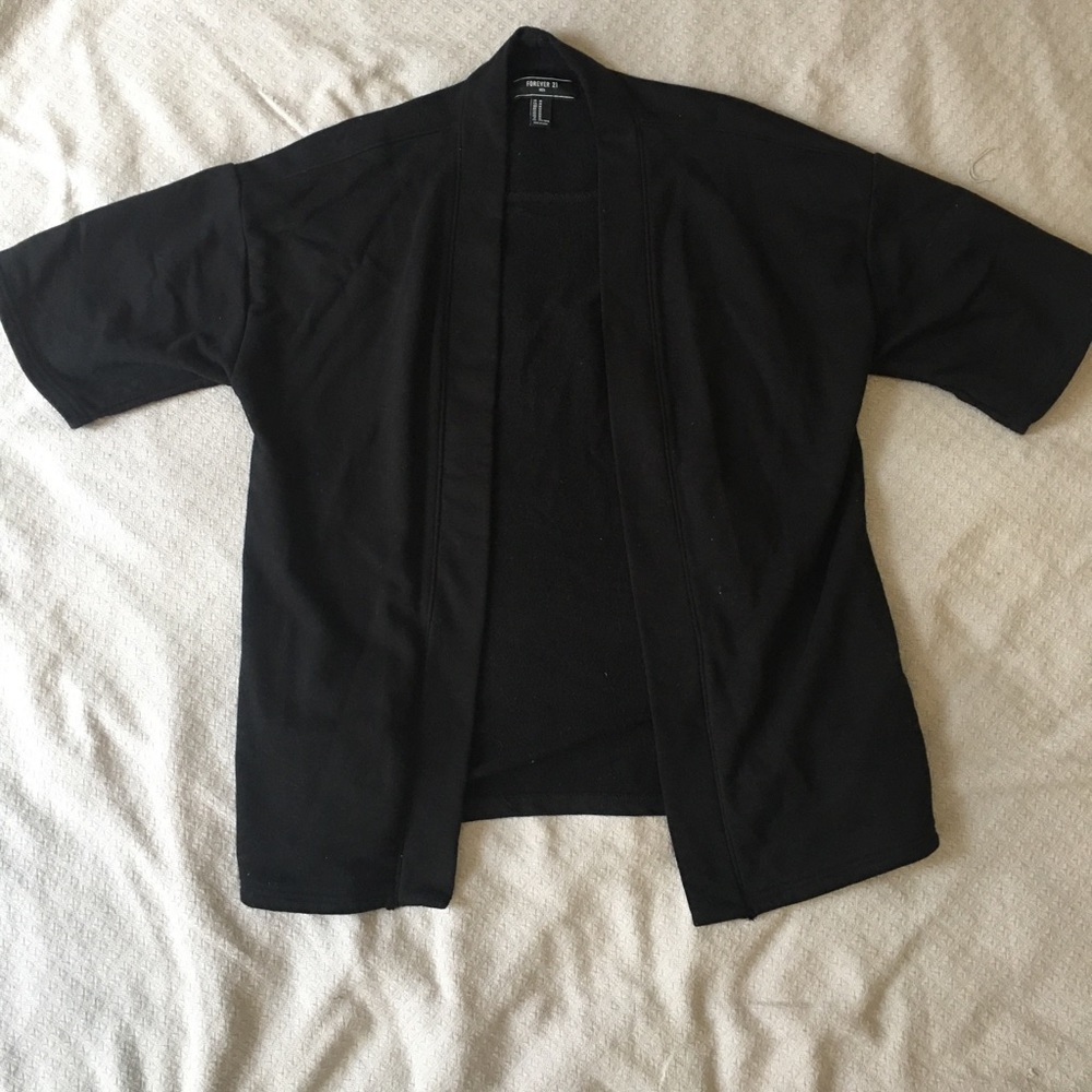 Black Forever 21 Short-Sleeve Cardigan, Men’s S